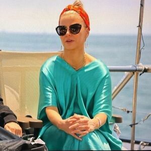 Zara Green silk type material beach cover-up size medium